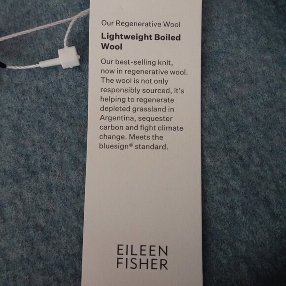 Eileen Fisher Boat Neck Top Women's Plus Size 1X Blue Wool Boxy - Picture 7 of 9